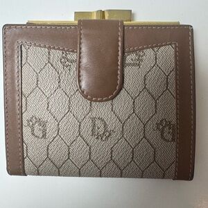 Christian Dior Vintage Women’s Bifold Honeycomb Monogram Canvas Compact Wallet